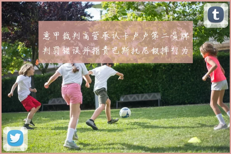 意甲裁判高管承认卡卢卢第二黄牌判罚错误并指责巴斯托尼假摔行为